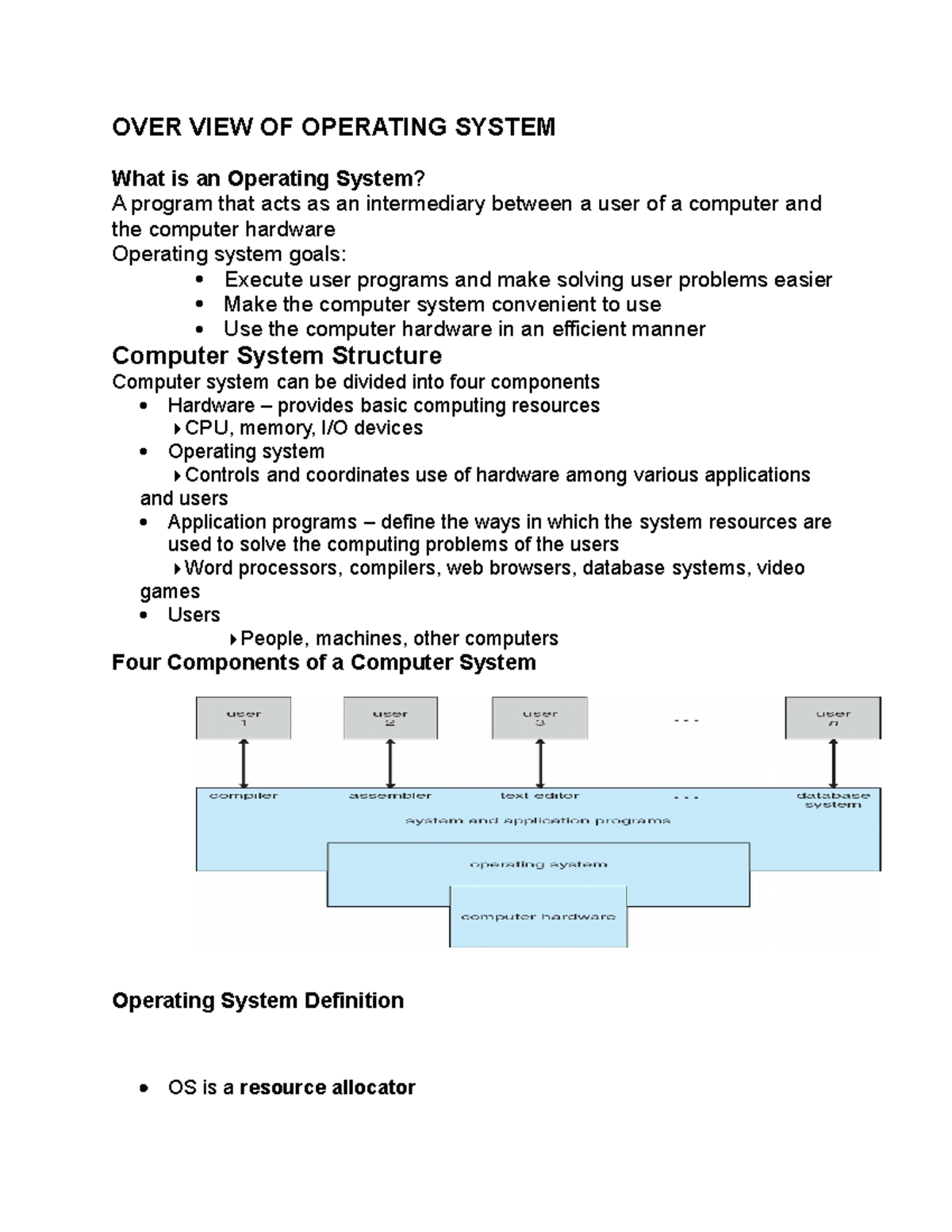 OS-UNIT-1 Concept of Operating System and there components - OVER VIEW ...