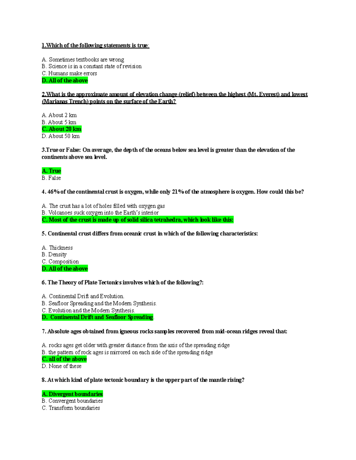 Geosci 100 Final Exam Study Guide: Key Concepts and Questions - Studocu