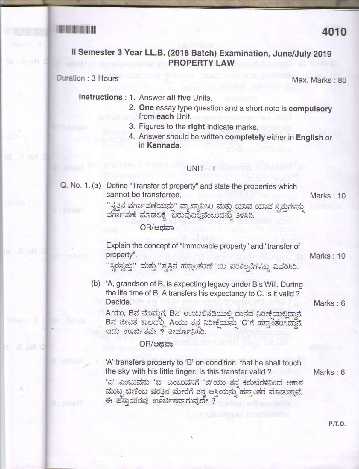 4010 Property Law II Sem Exam Paper - July 2019 (80 Marks) - Studocu