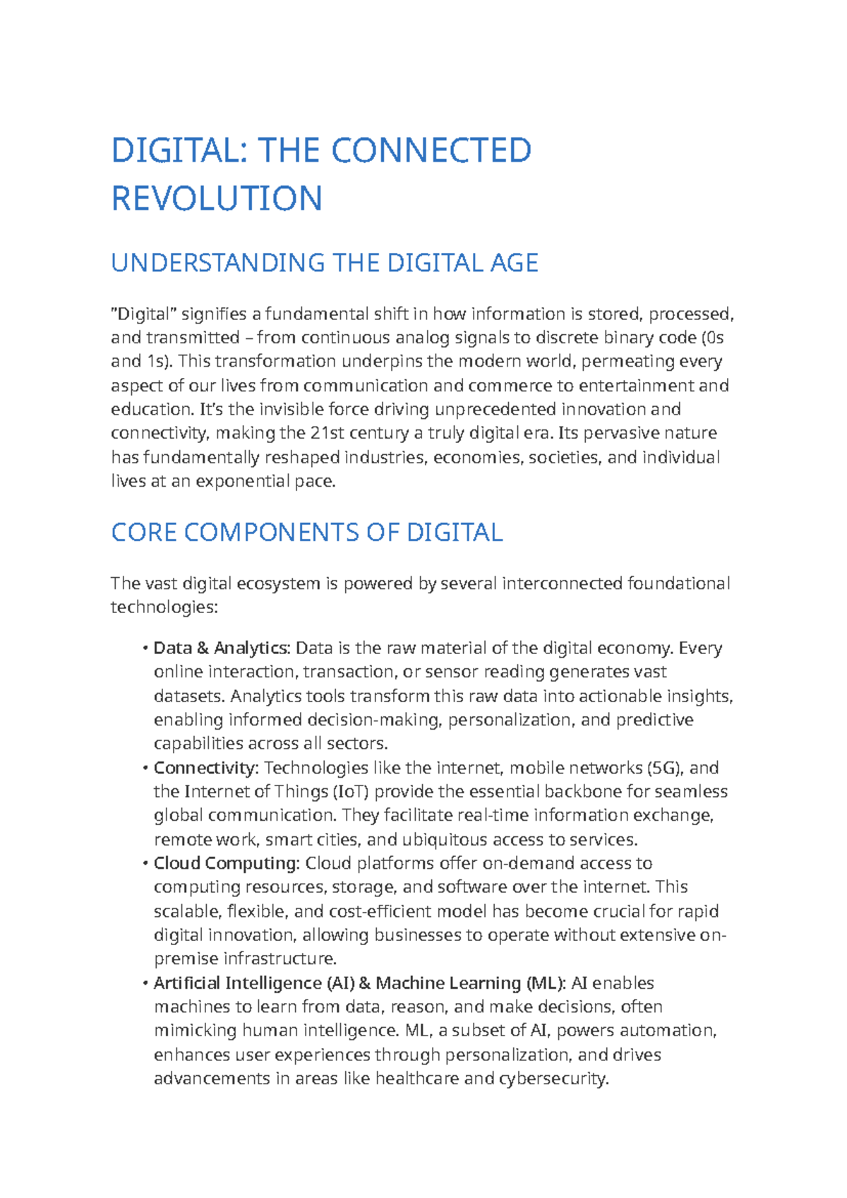 DIGITAL 101: OVERVIEW OF THE CONNECTED REVOLUTION - Studocu