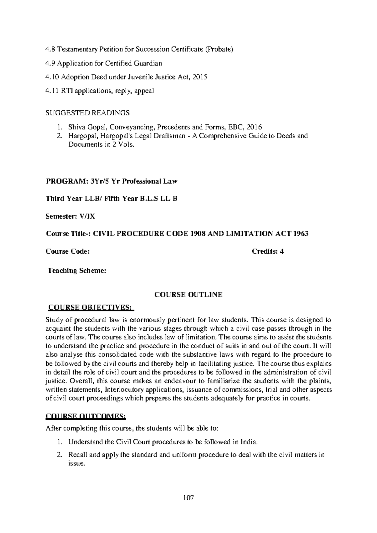 Revised Syllabus for Semester V: 3 Year LLB Courses - Studocu