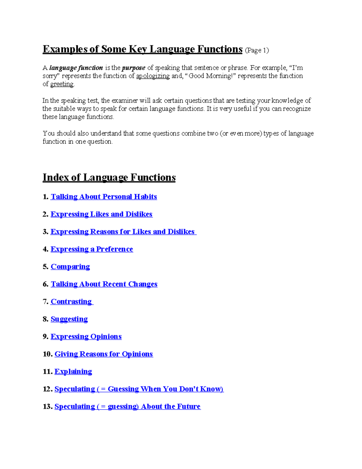Language Functions Overview - B2 Level - Studocu