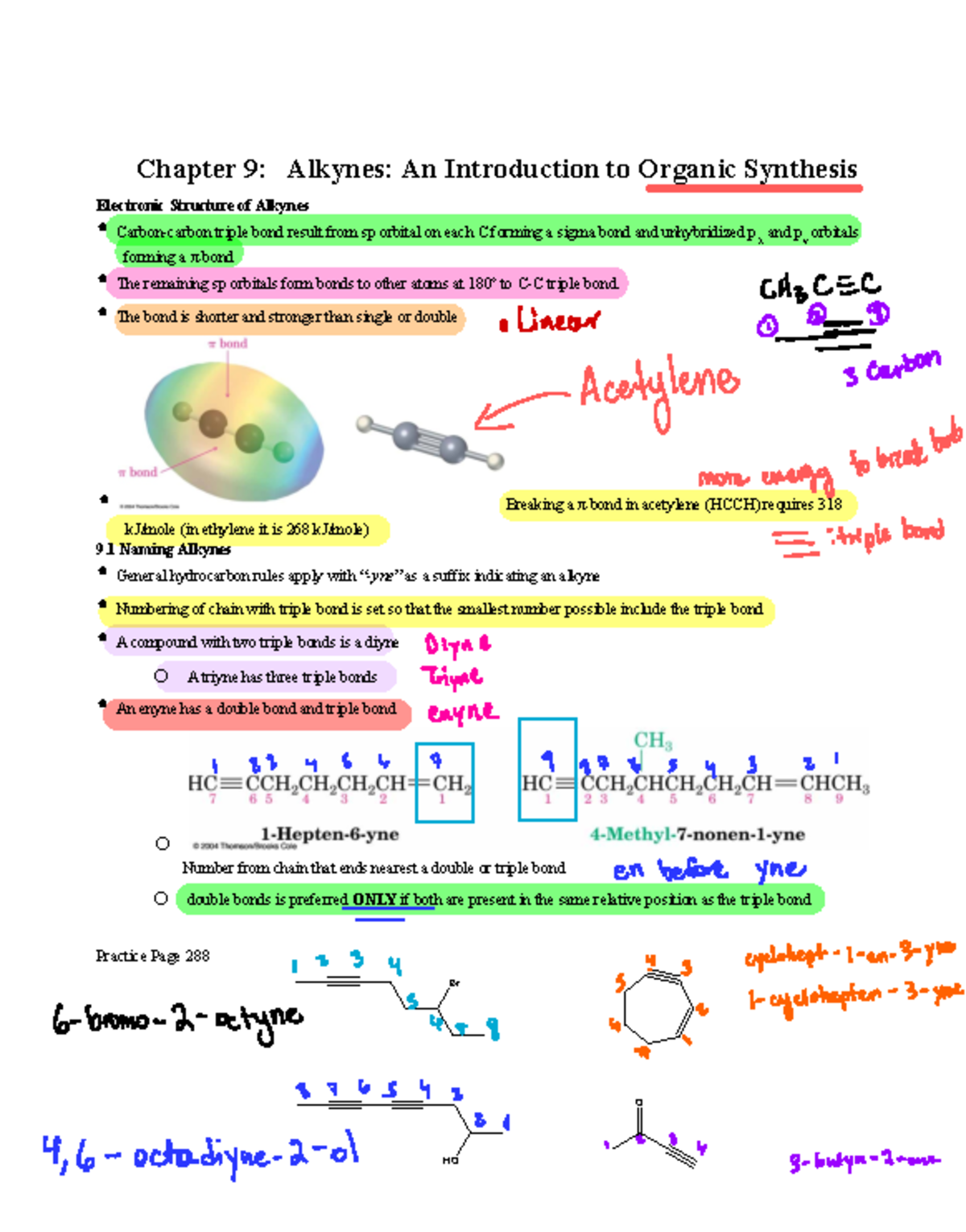 Ch 9: Alkynes in Organic Synthesis - Structure & Naming Guide - Studocu