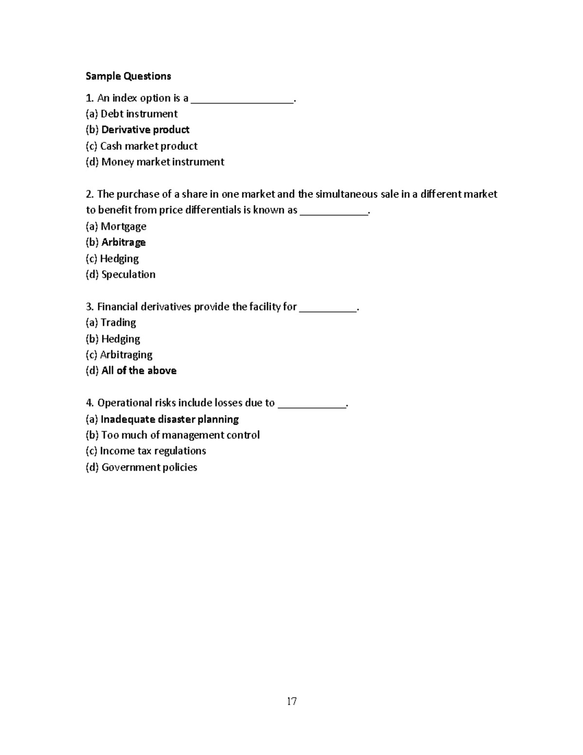Chapter 2: Understanding the Index - Sample Questions - Studocu