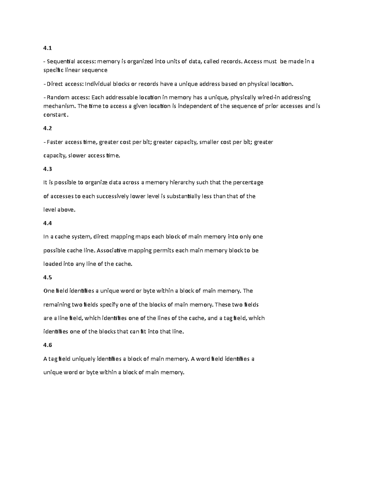 CEA201 - Chapter 4 - Memory Access Methods and Organization - Studocu