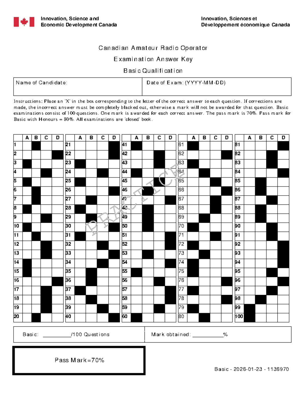 Canadian Amateur Radio Operator Exam Answer Key (ID1136970) - Studocu