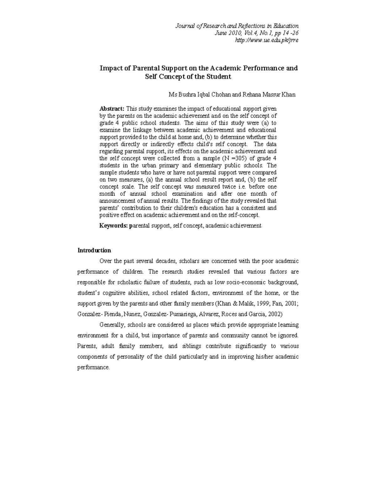 Impact of Parental Support on Academic Performance in Grade 4 Students ...