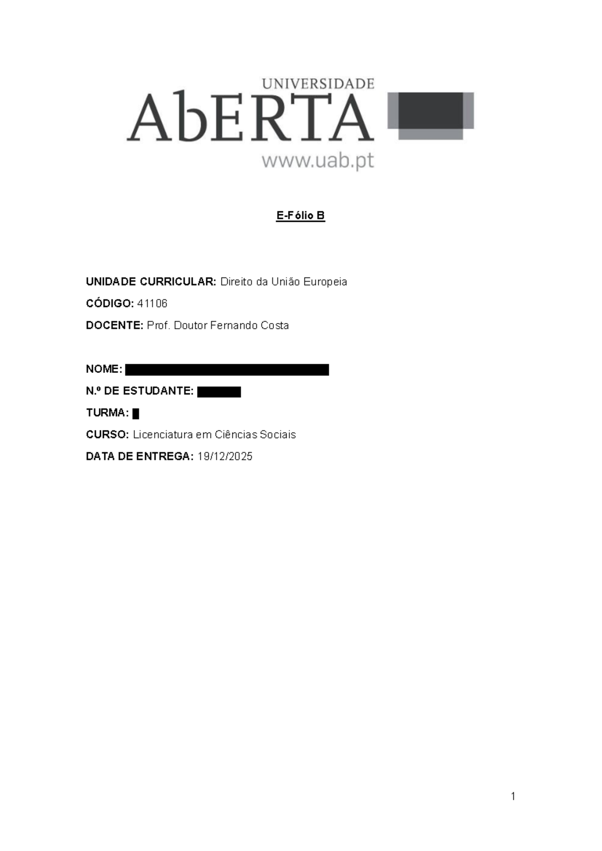 Efolio B 41106: Cidadania da União Europeia e Direitos Fundamentais ...