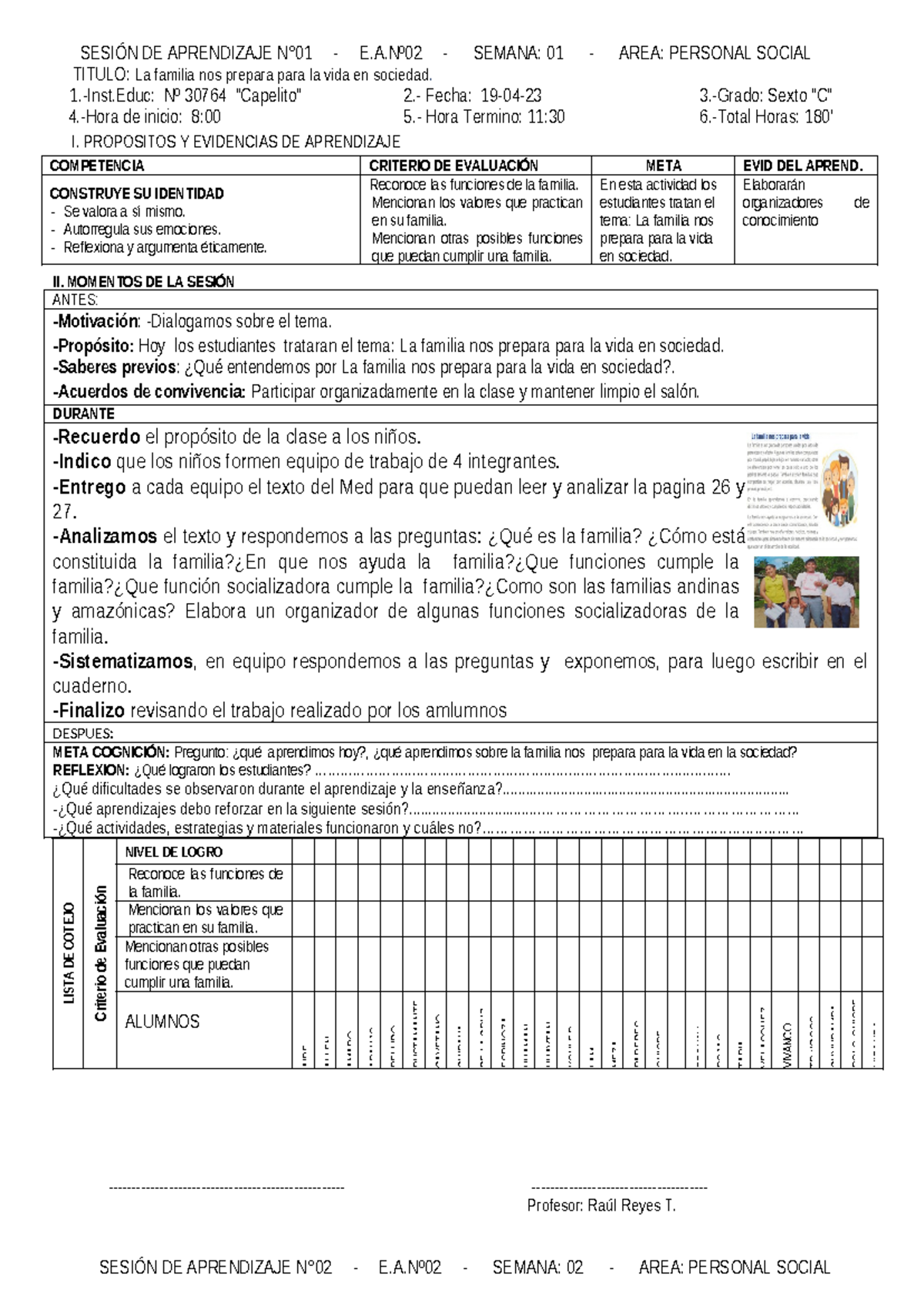 SESIONES DE APRENDIZAJE E.A.Nº02: La Familia y Comunicación en Sociedad ...