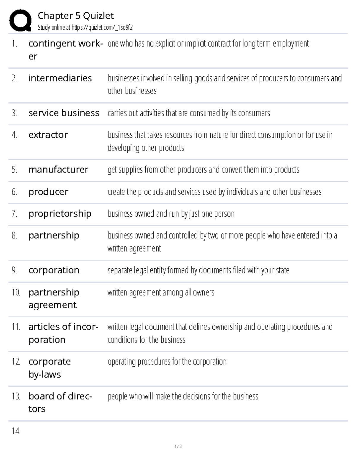 Chapter 5 Quizlet Study Guide for Business Concepts - Studocu