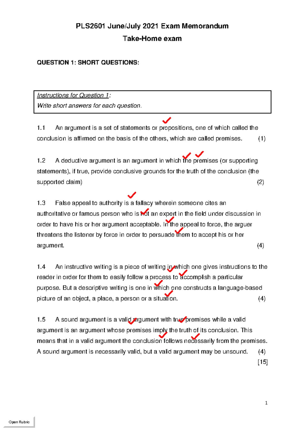 PLS2601 Final Exam: Critical Reasoning Jan-Feb 2022 Question Paper ...