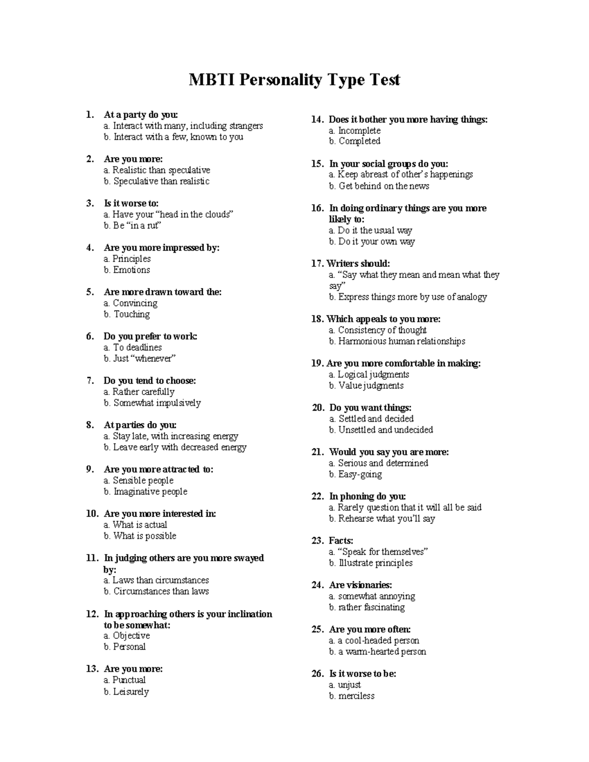 01 Seatwork 1 - ARG - MBTI Personality Type Test Analysis - Studocu