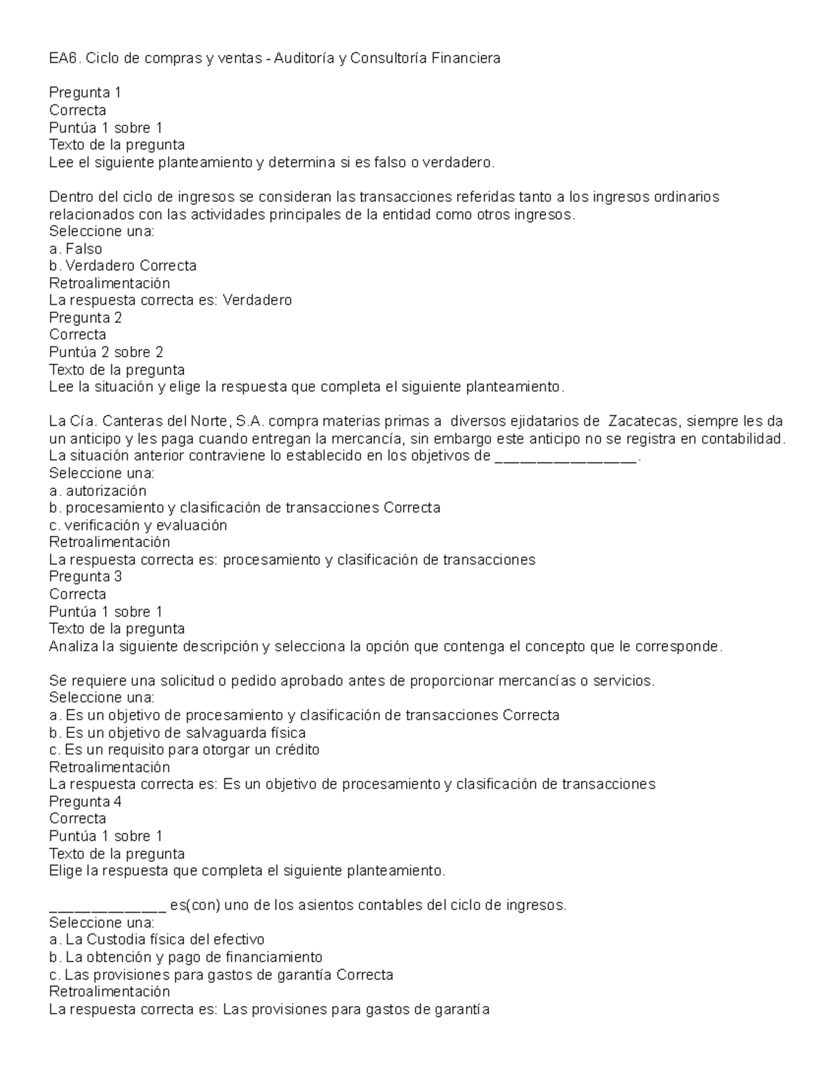 EA6 Ciclo de Compras y Ventas - Análisis y Control Financiero - Studocu