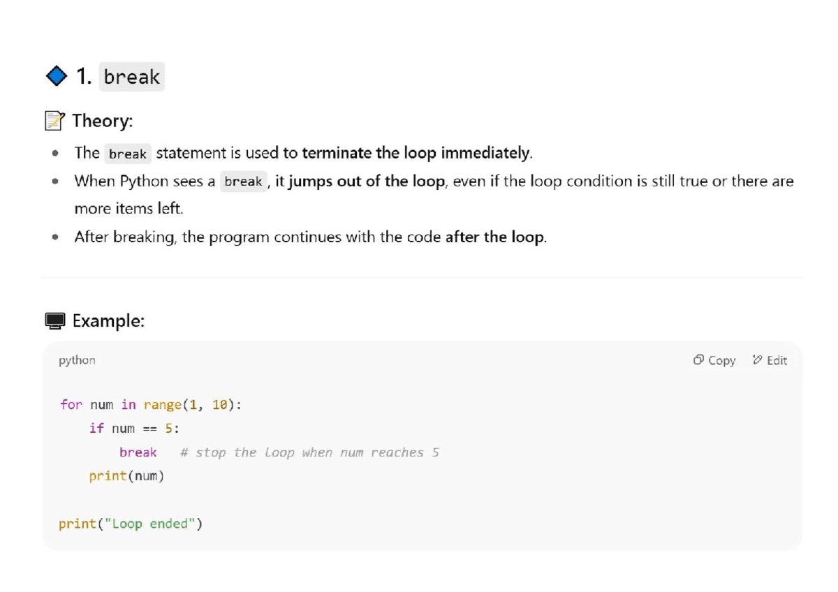 Iterative Control Statements (CS101): Break, Continue, and Pass - Studocu