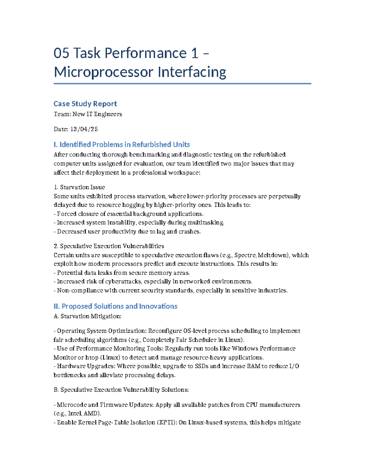 05 Task Performance 1 - Microprocessor Interfacing Case Study Report ...