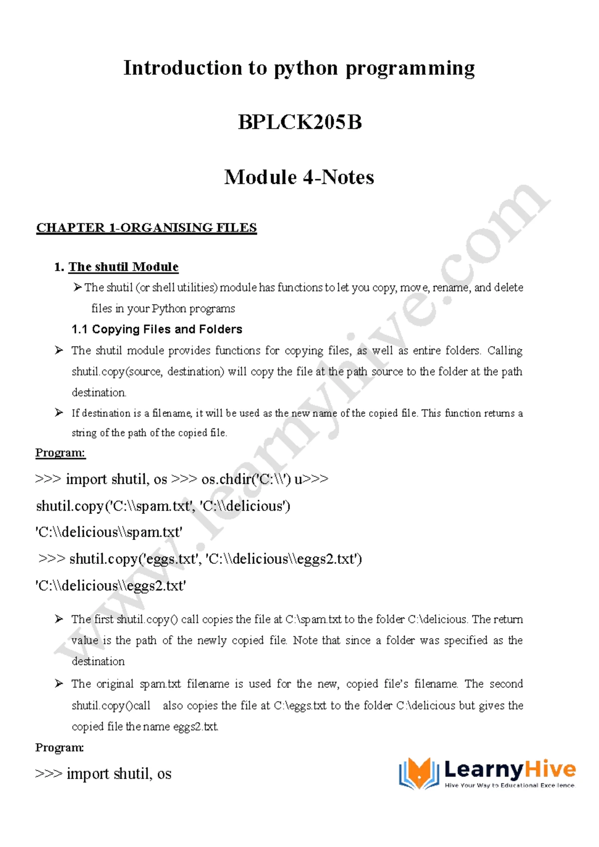 Introduction to Python Programming BPLCK205B Module Notes: Classes ...