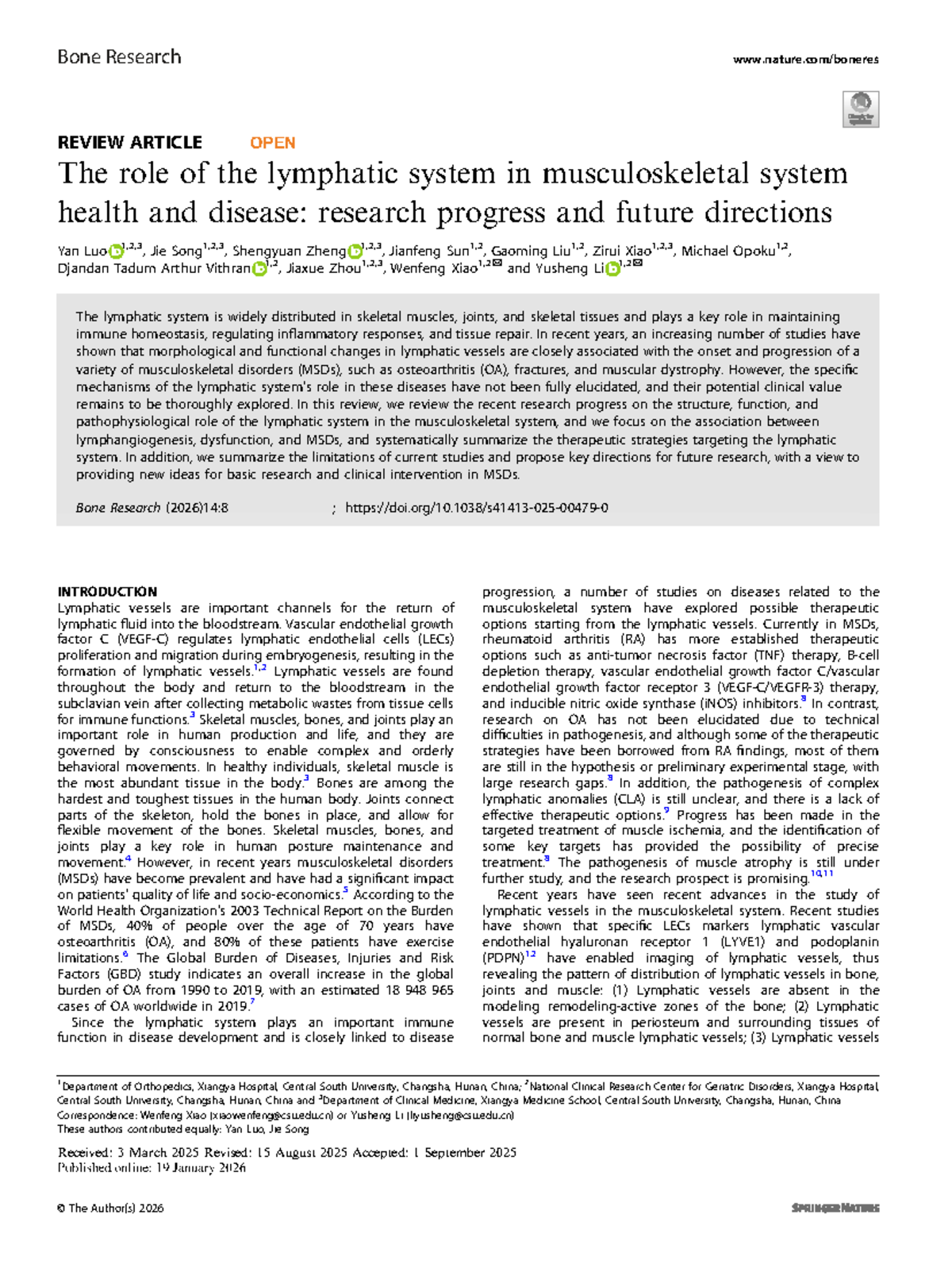 The Role of the Lymphatic System in Musculoskeletal Health and Disease ...