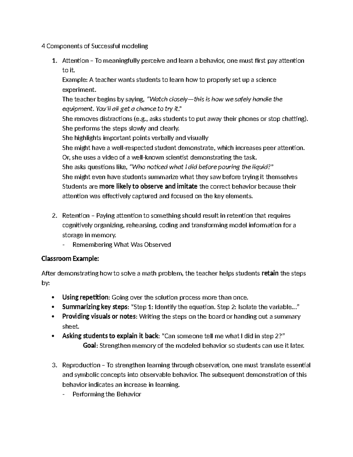 4 Key Components of Successful Modeling in Learning - Studocu