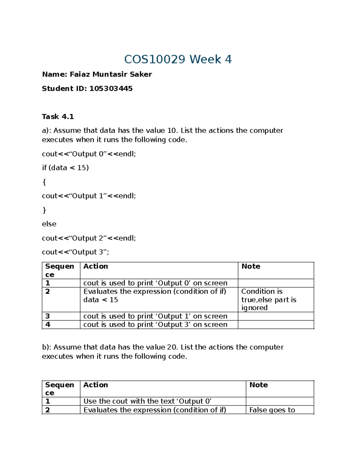 COS10029 Week 4: Computer Actions and Code Execution Analysis - Studocu