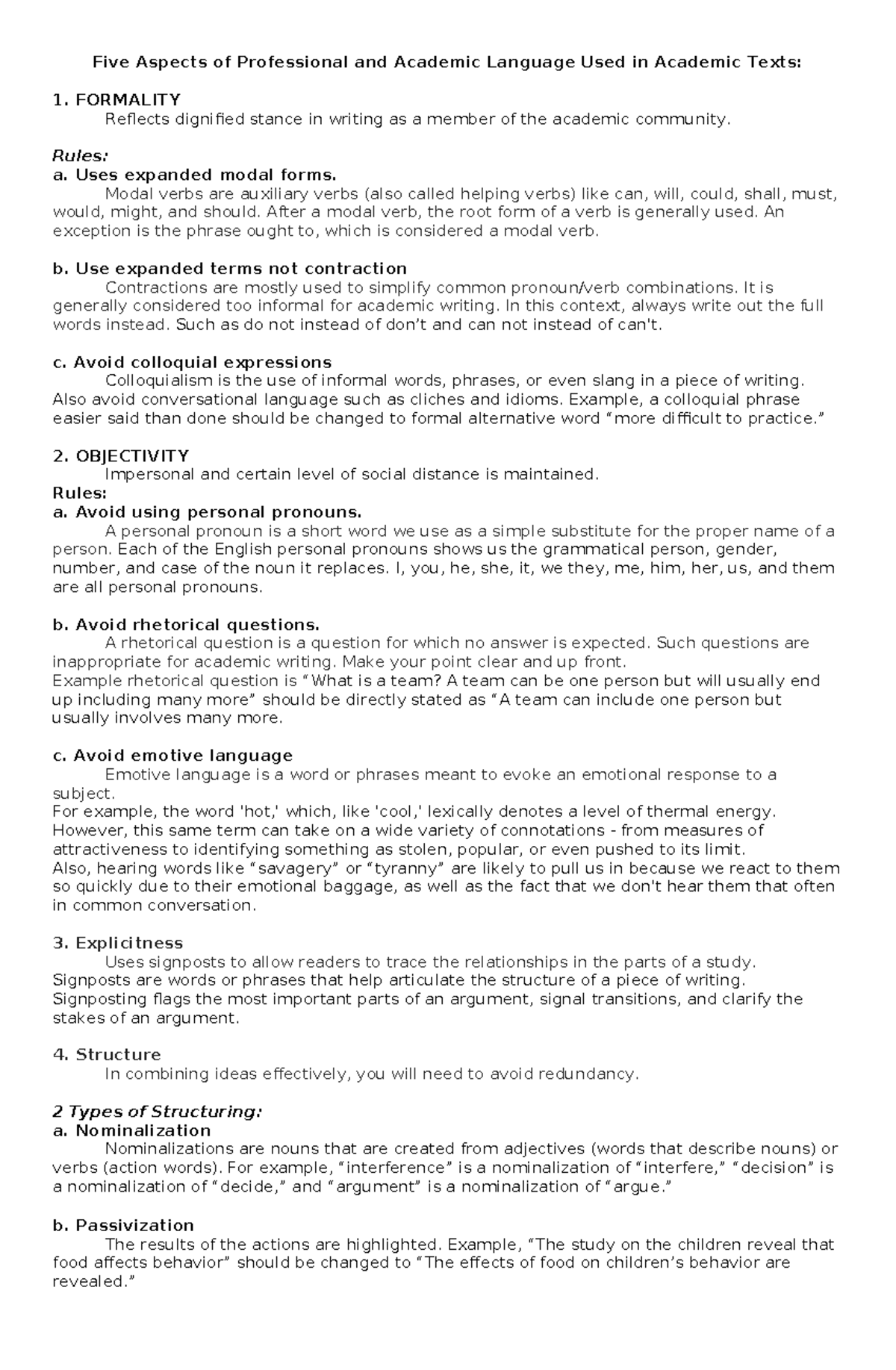 Academic Language Guidelines: Formality, Objectivity, and Structure ...