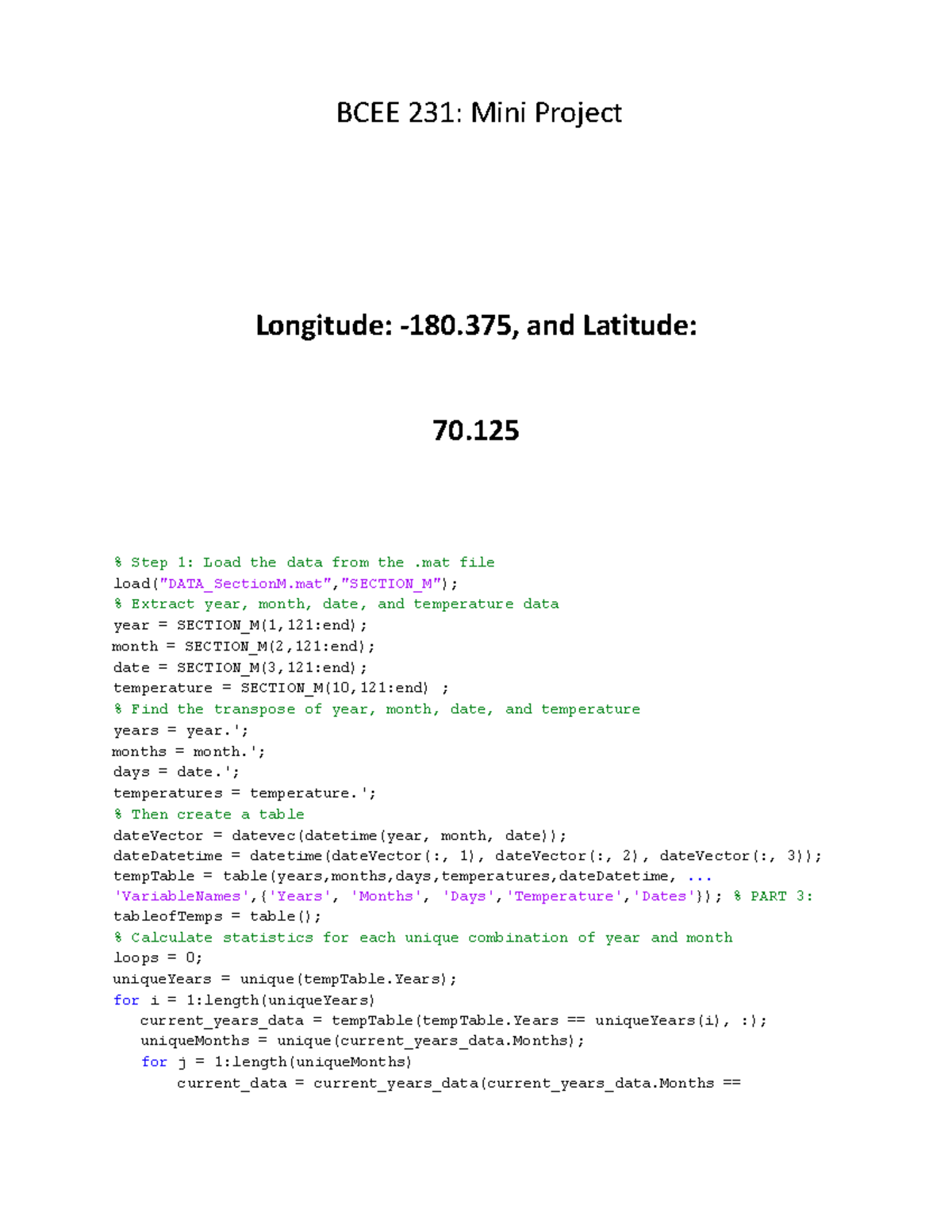 BCEE 231 Mini Project - code - BCEE 231: Mini Project Longitude: -180 ...