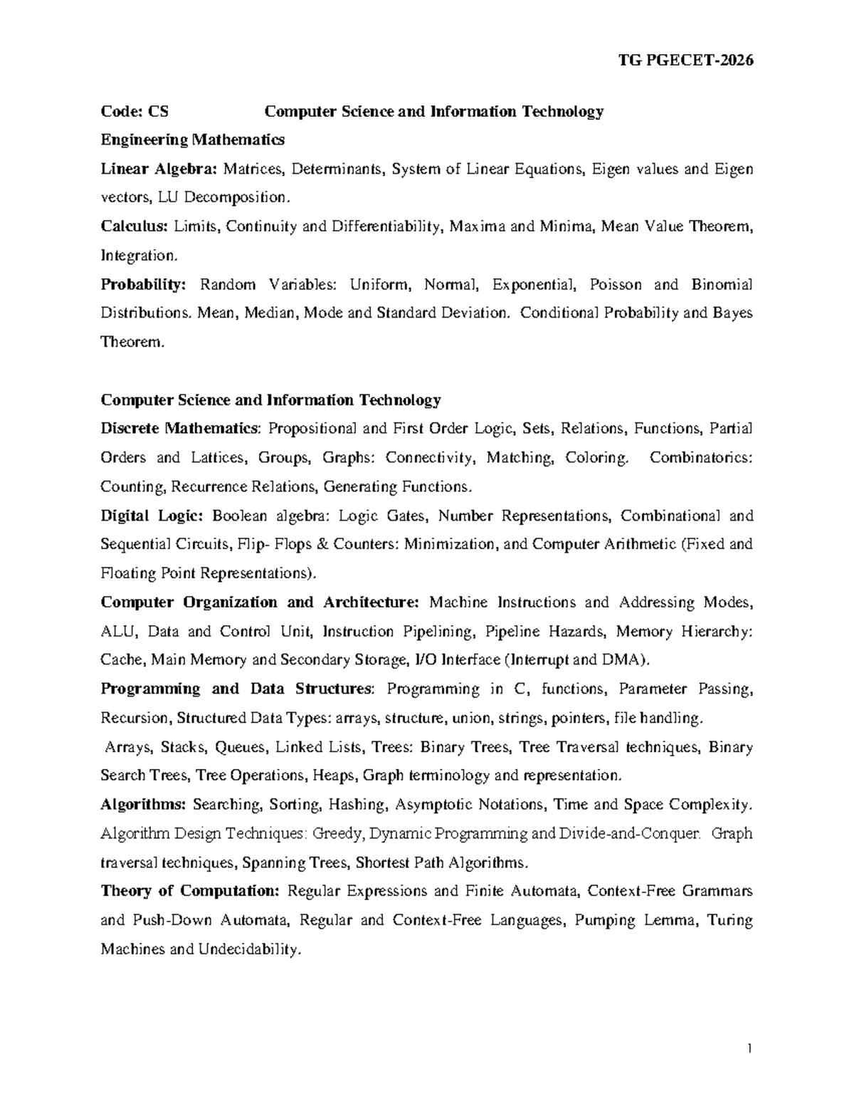 CS Engineering Mathematics & Discrete Math Overview - Studocu