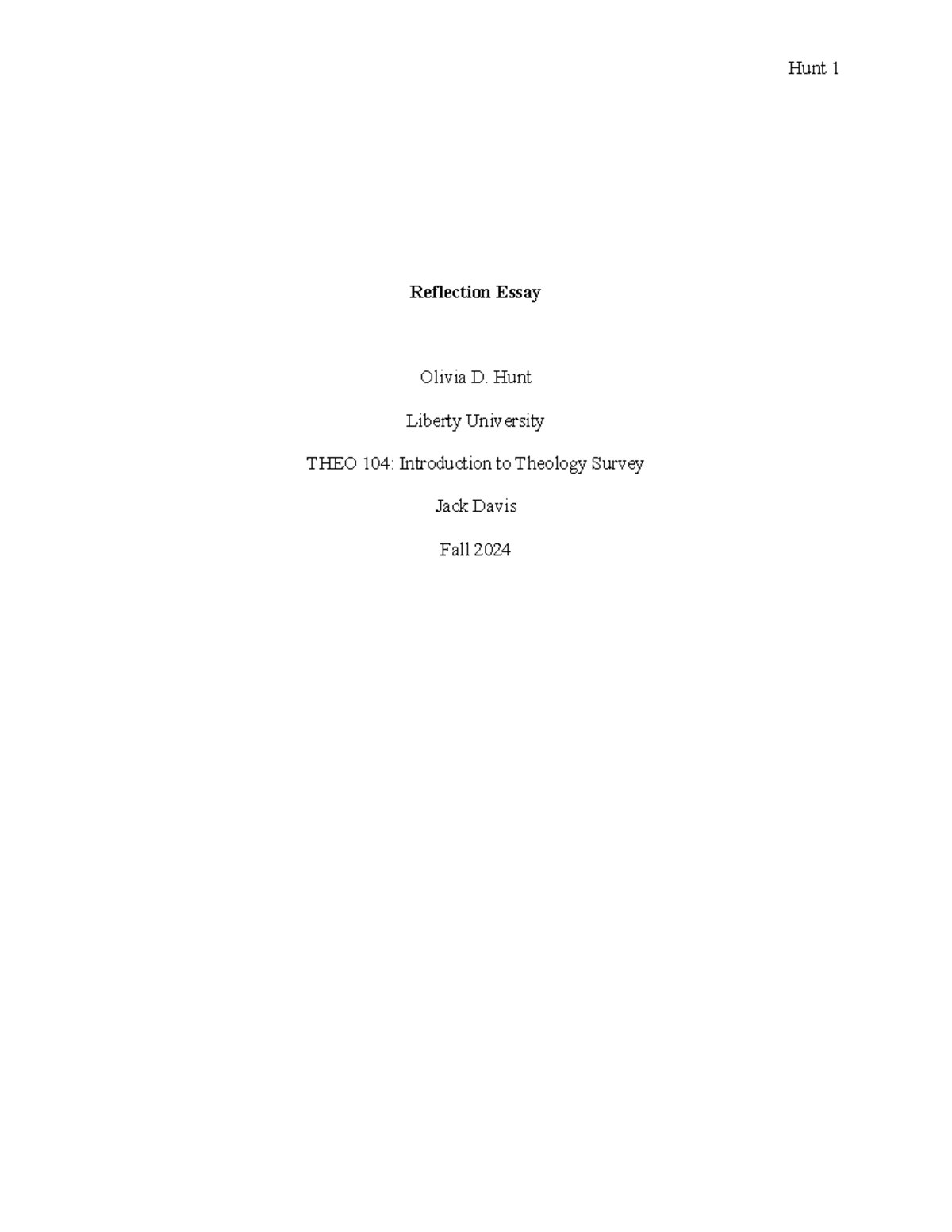 THEO 104 Reflection Essay on Changed Views of Theology - Studocu
