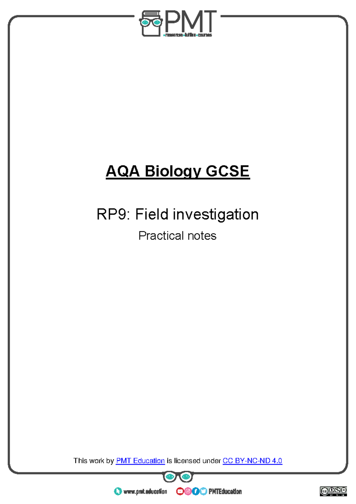 AQA Biology GCSE RP9: Field Investigation Practical Notes and Methods ...