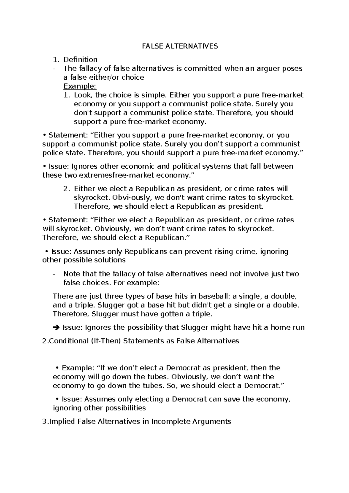 False Alternatives - let read it - FALSE ALTERNATIVES Definition The ...
