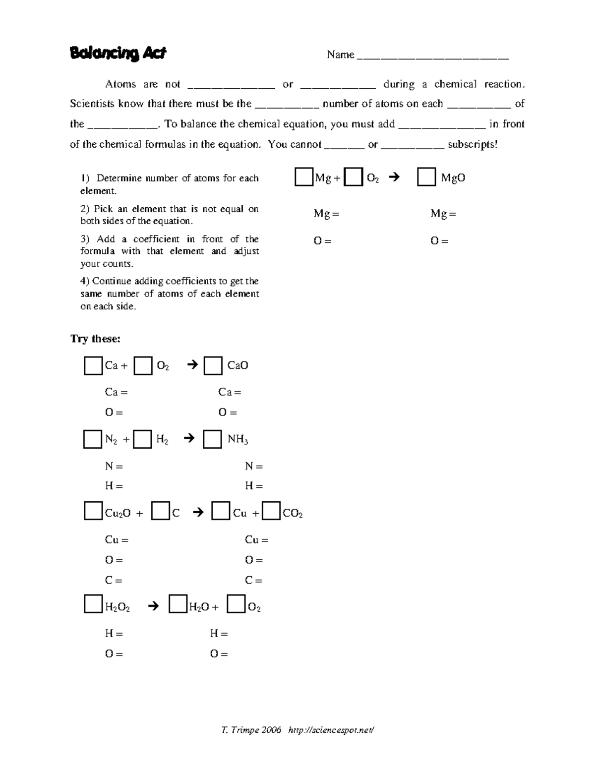 Balancing chemical equations practice (Chem 101) - Studocu