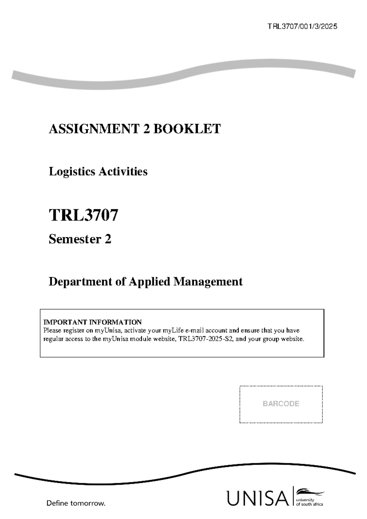 TRL3707 Assignment 2: Logistics Activities Case Study Analysis - Studocu