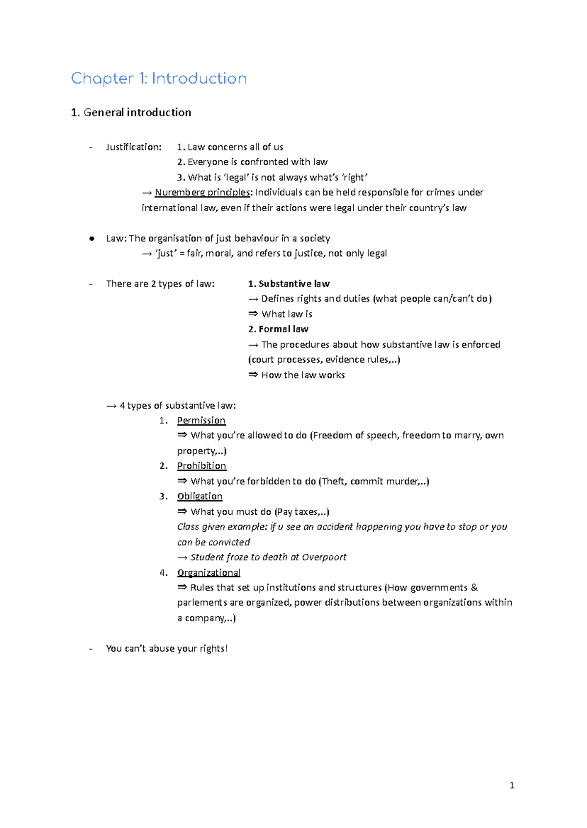 Law Summary: Chapter 1 - Introduction to Legal Principles and Concepts ...