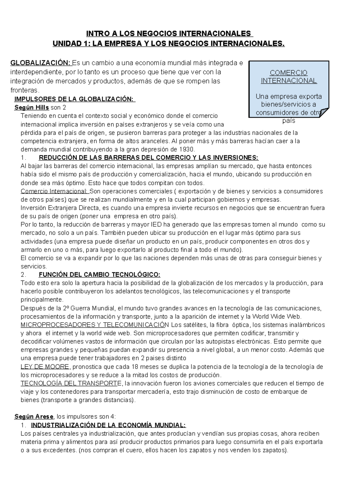Introducción a los Negocios Internacionales - Unidad 1: Globalización y ...