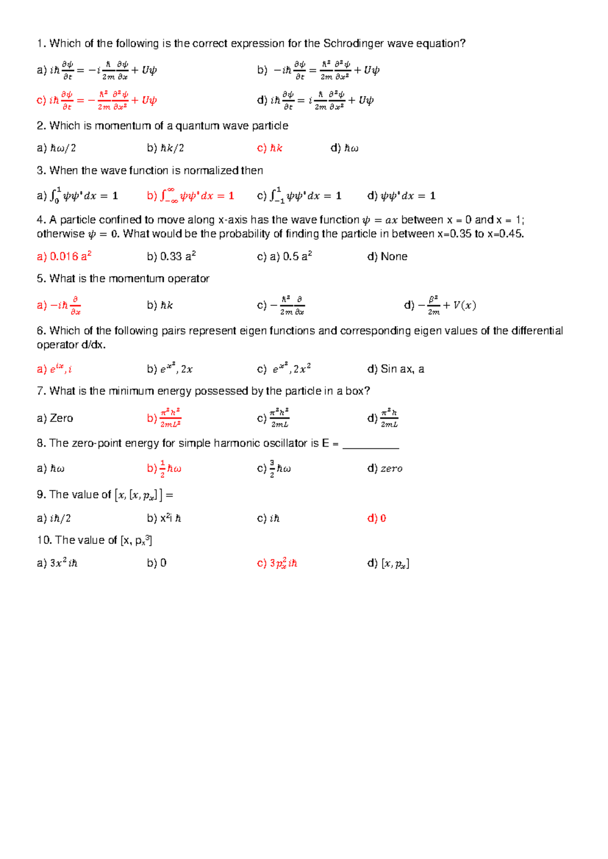 Quiz 2 - Schrodinger Wave Equation and Quantum Mechanics Concepts - Studocu