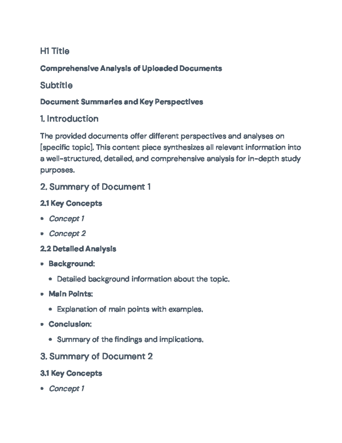 Comprehensive Analysis and Summaries of Key Perspectives on Documents ...