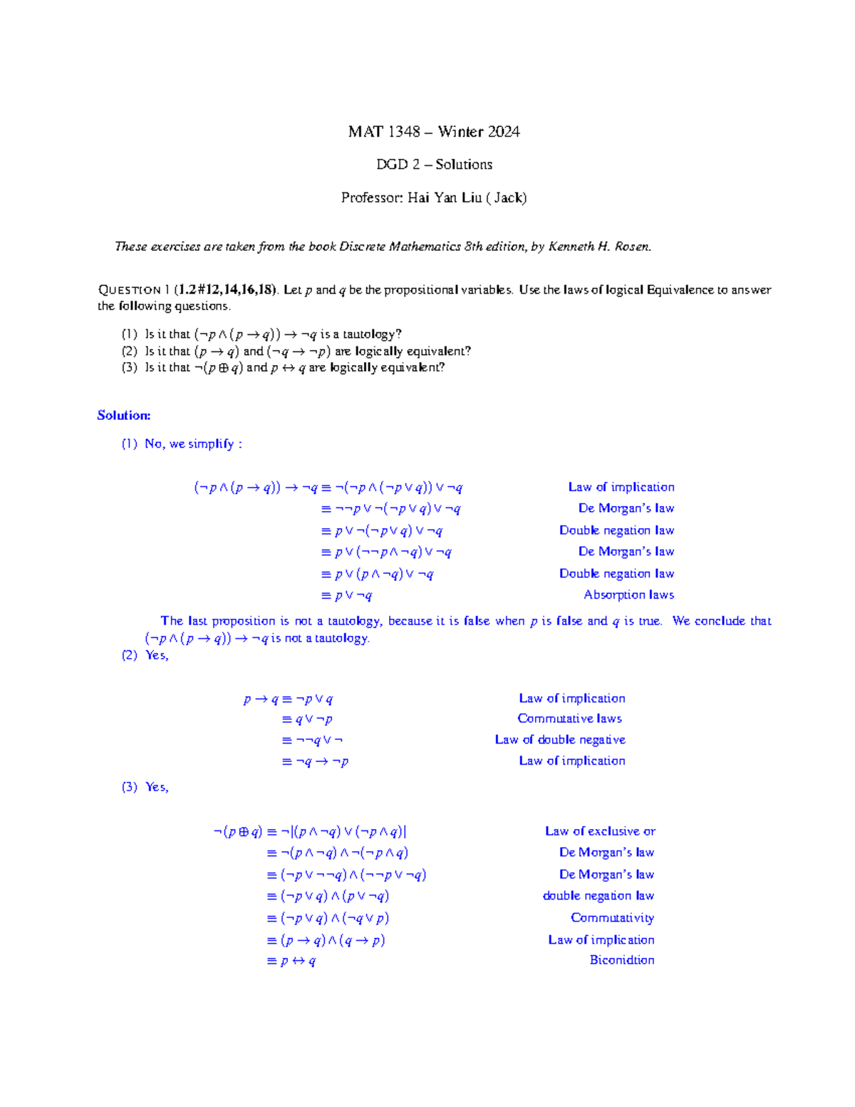 MAT 1348 Winter 2024 DGD 2 Solutions - Discrete Math Exercises - Studocu