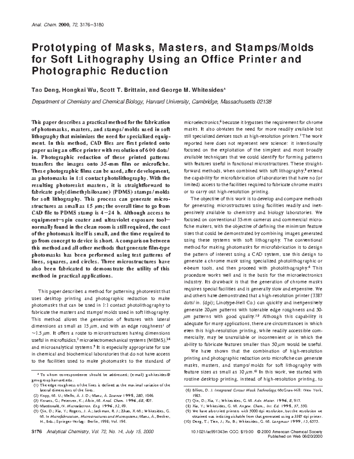 Prototyping Photomasks for Soft Lithography Using Office Printing ...