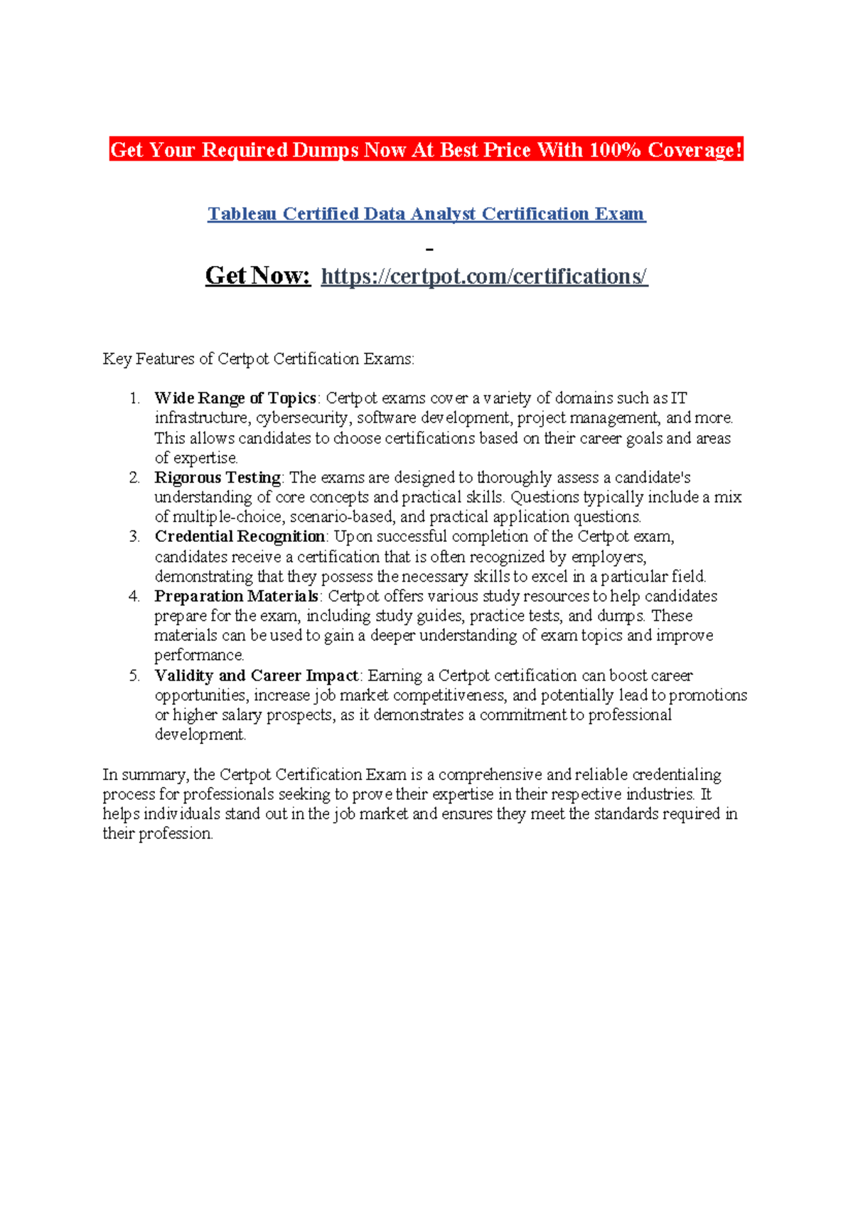 Tableau Certified Data Analyst Certification Exam - Get Your Required ...