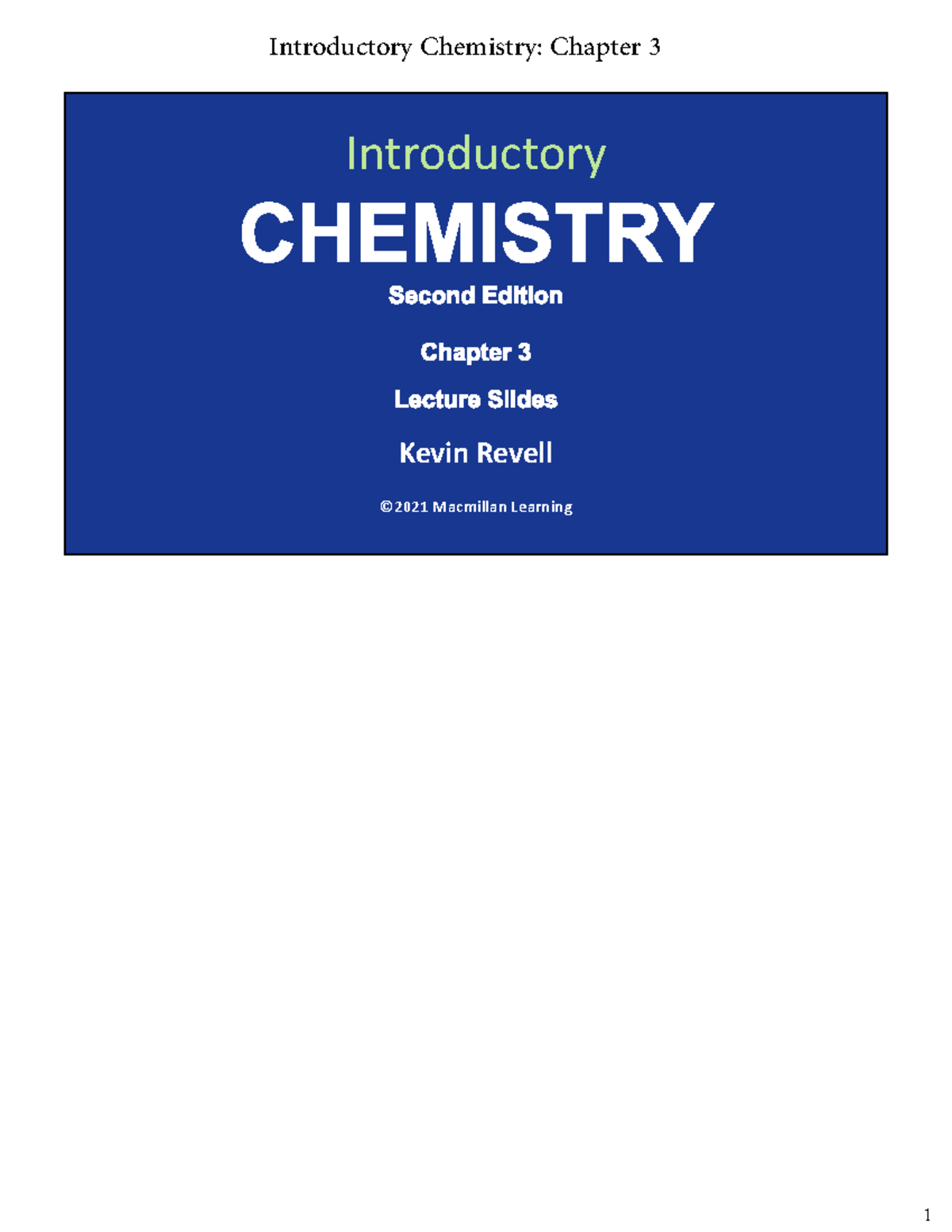 Introductory Chemistry Chapter 3 Lecture Slides - Studocu