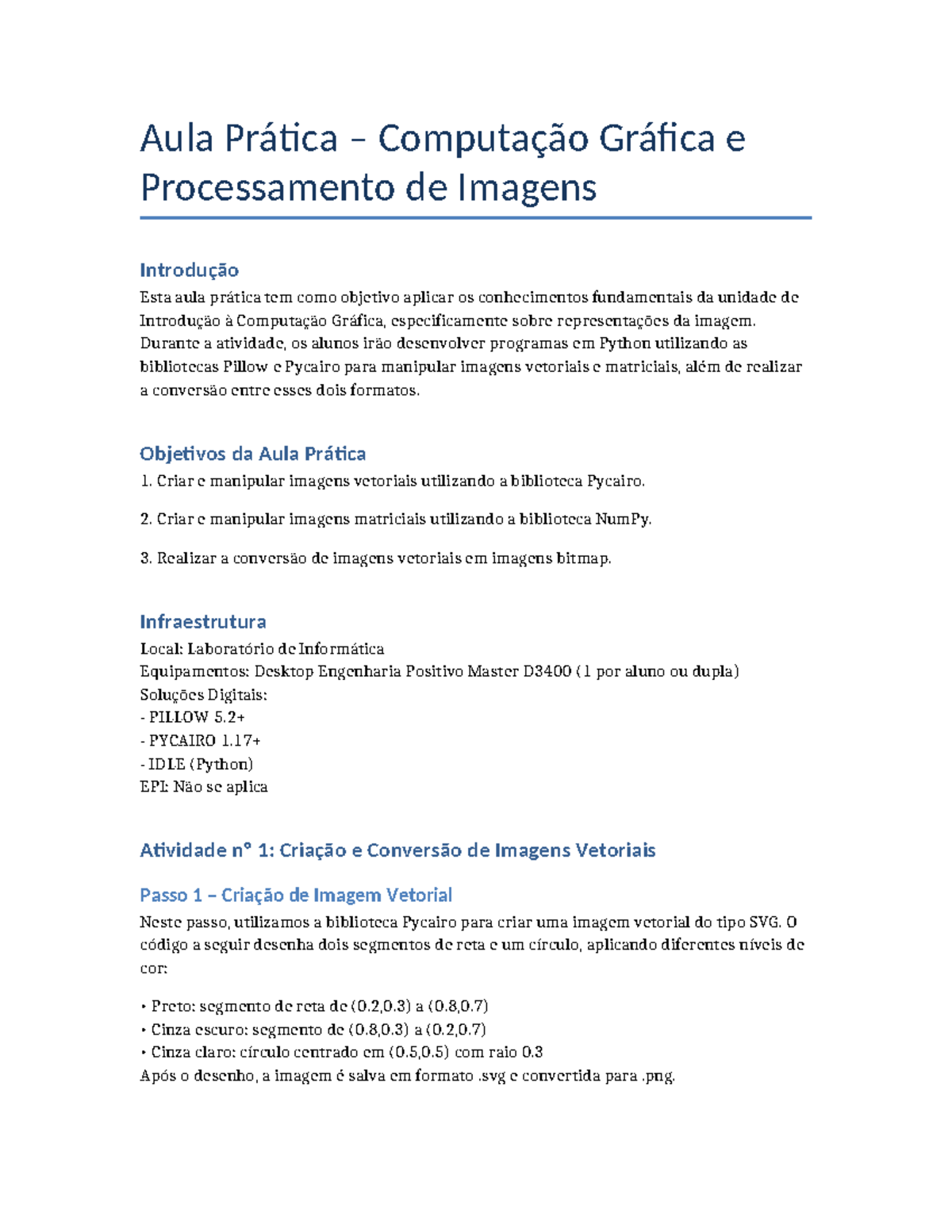 Roteiro da Aula Prática: Computação Gráfica e Imagens (CG101) - Studocu