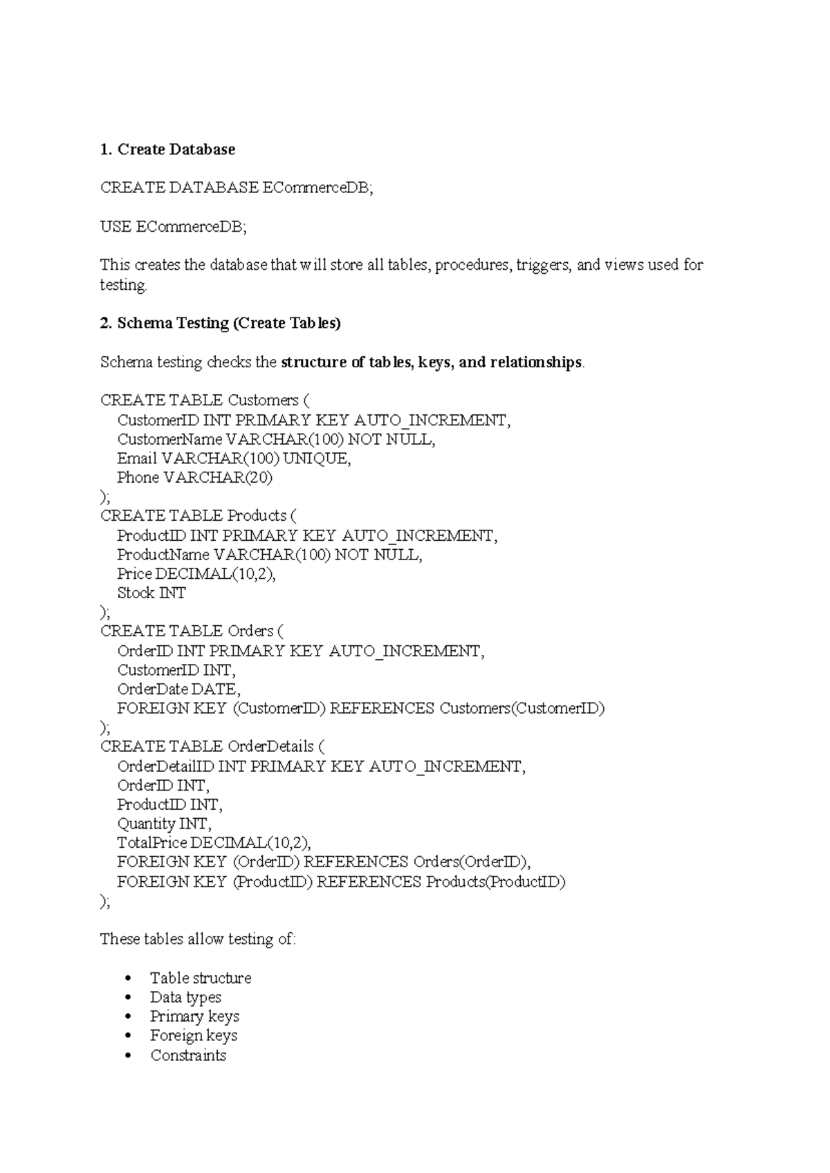 SQL Practical Exam: Database Creation & Testing for Course CODE 1 - Studocu