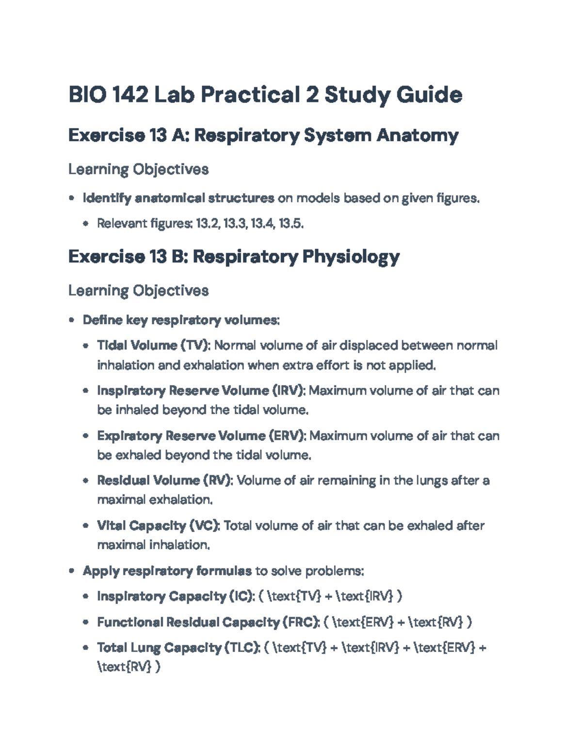 BIO 142 Lab Practical 2 Study Guide: Respiratory and GI Anatomy - BIO ...