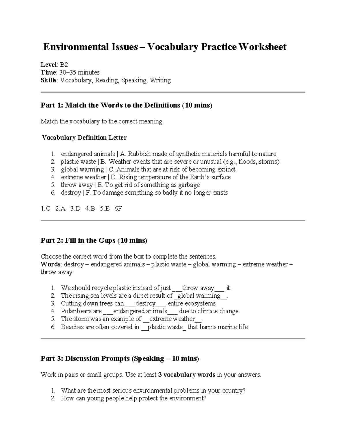 environmental-issues-vocabulary-practice-worksheet-b2-level-studocu