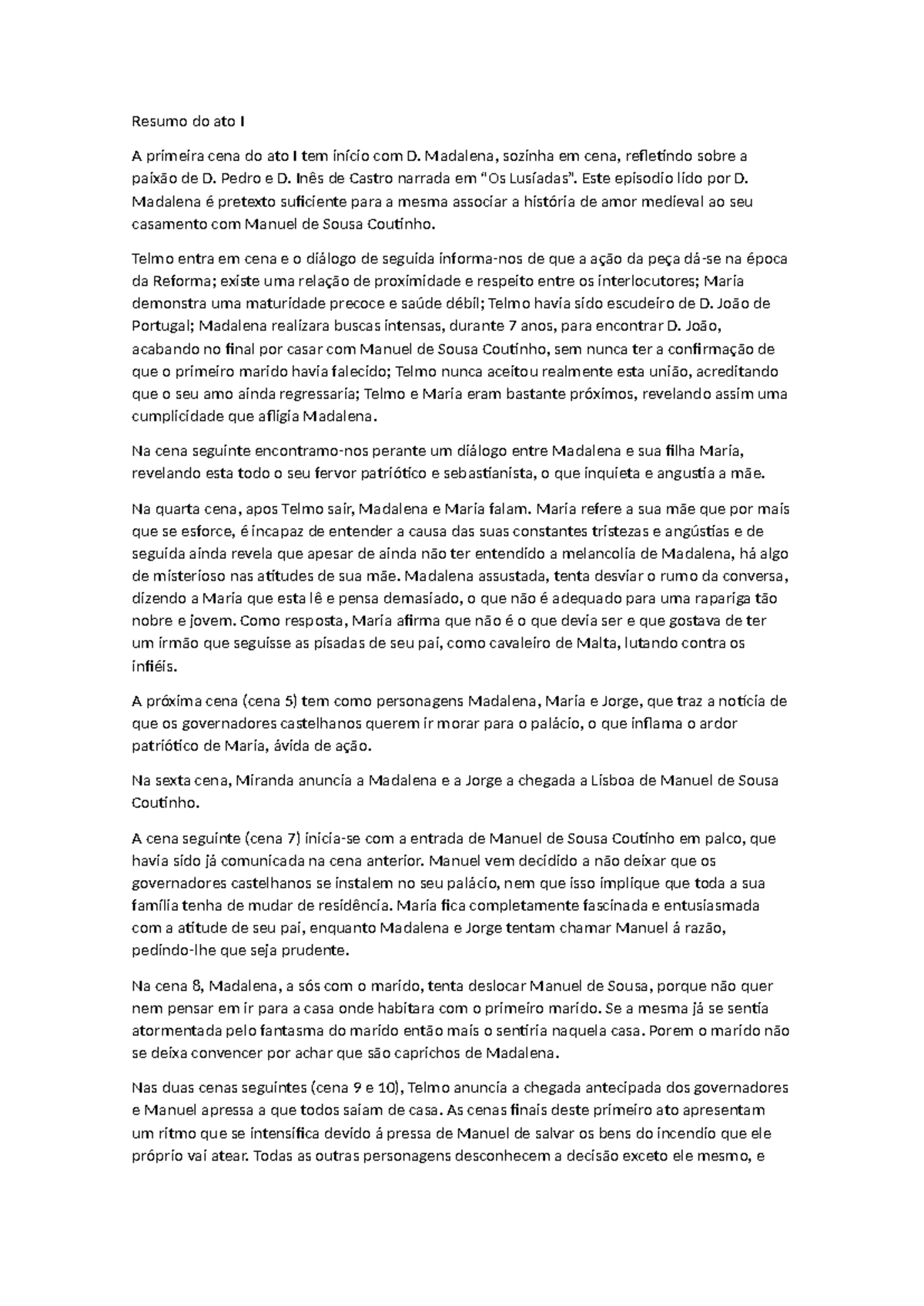 Resumo do ato I - bbbbbbbbbbb......... - Resumo do ato I A primeira ...