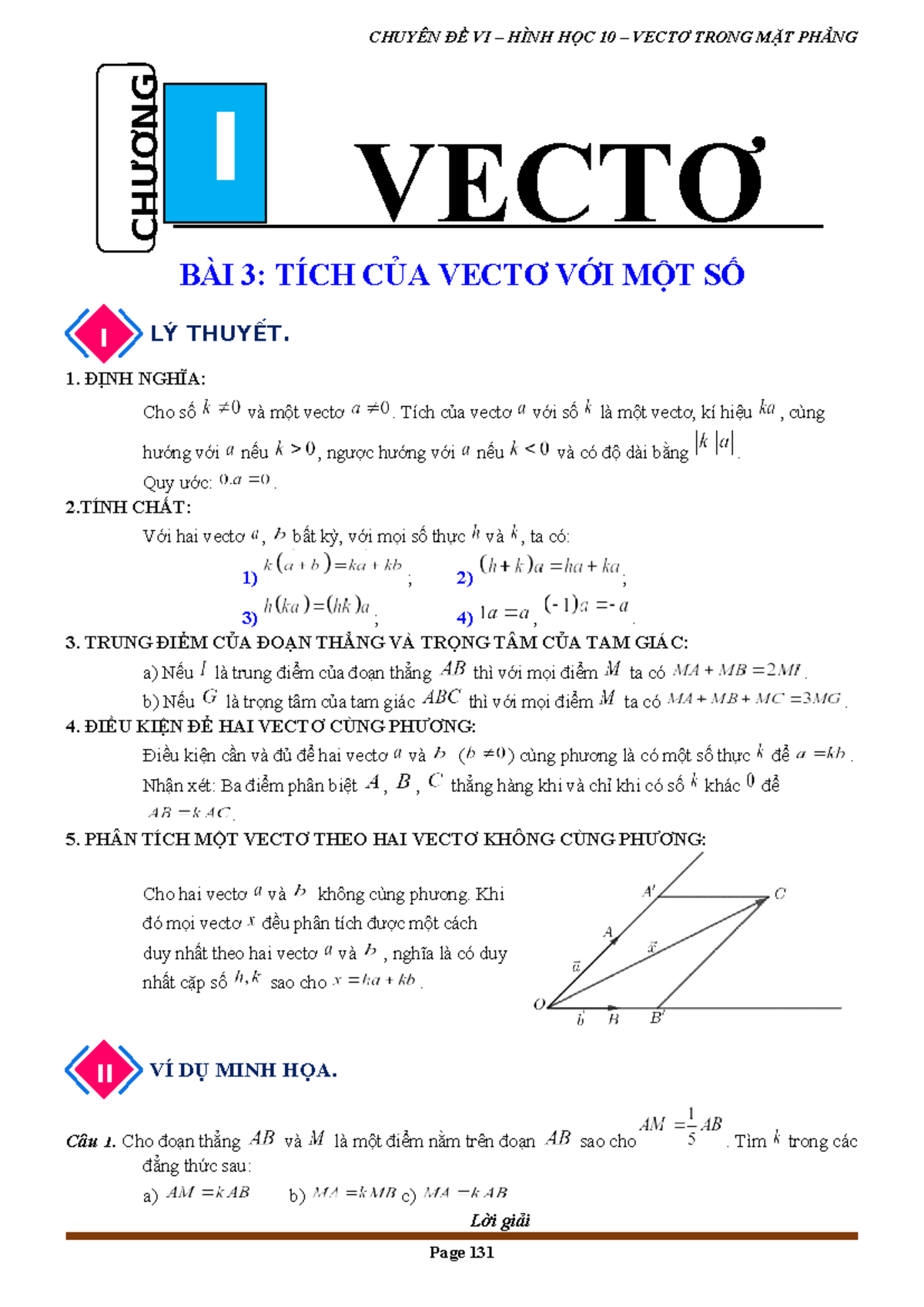 004 - Tích của Vectơ với Một Số: Lý Thuyết và Bài Tập - Studocu