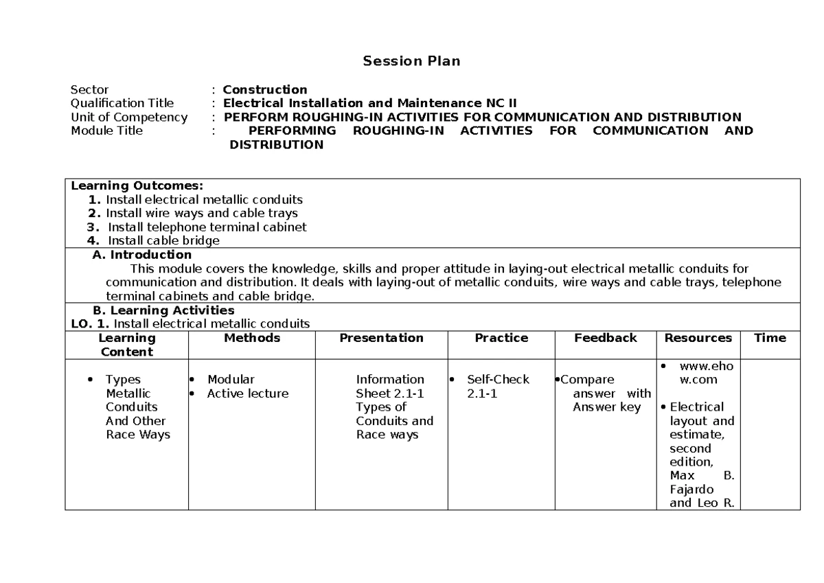Automotive Servicing NC I: Session Plan for Brake System Maintenance ...