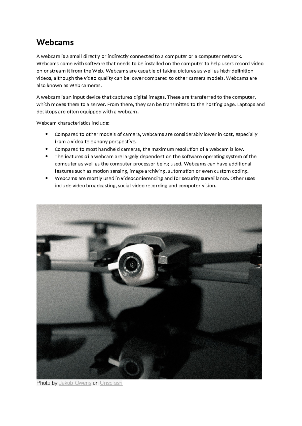 Webcams: Overview, Features, and Applications in Tech - Studocu