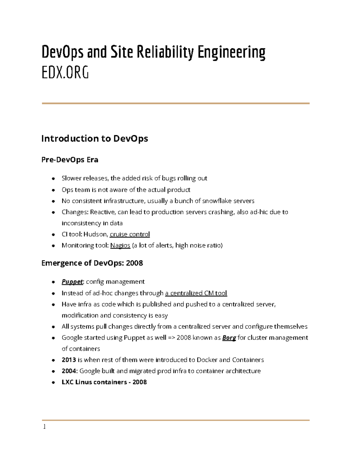 DevOps 1-11: Comprehensive Lecture Notes on SRE and Cloud Technologies ...