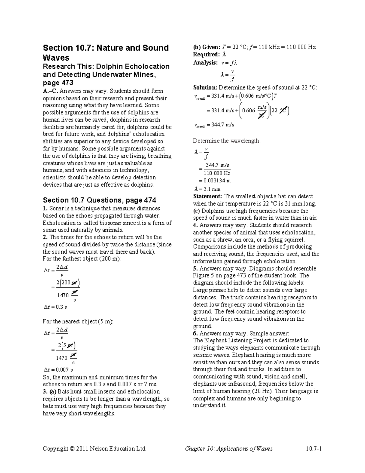 Phys11 sm 10 7 - N/A - Copyright © 2011 Nelson Education Ltd. Chapter ...