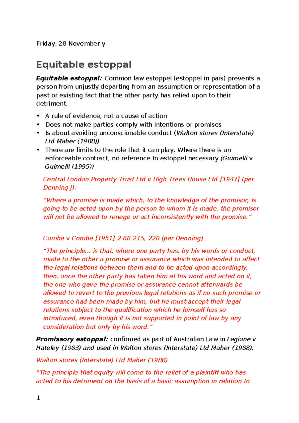 Equitable Estoppel: Key Principles and Case Law Analysis - Studocu